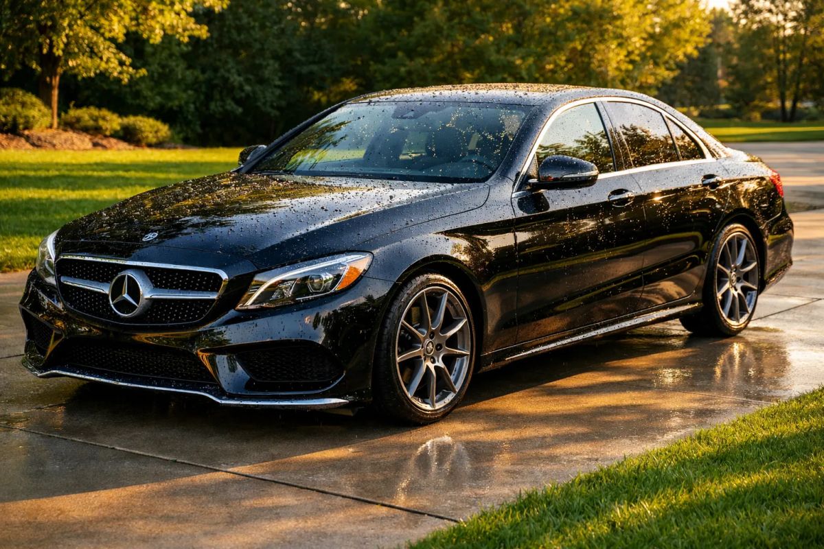 Detailer washing the exterior of a vehicle during car detailing in Texarkana